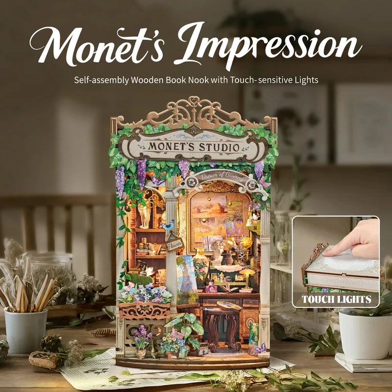 Wooden Monet's Studio Book Noo - Diy Wooden Book Nook Kit Shelf Insert review and price